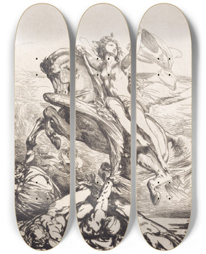 Triptych art skateboard deck of Franoisnicolas Chifflart Genius Of The Arts by Francois Nicolas Chifflart (1825-1901)