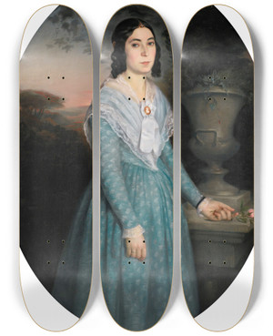 Triptych art skateboard deck of William Bouguereau Portrait Ofmarieclina Brieu by William Bouguereau (1825-1905)