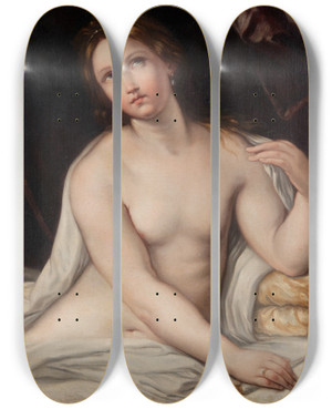 Triptych art skateboard deck of Elisabetta Sirani Lucretia by Elisabetta Sirani (1638-1665)