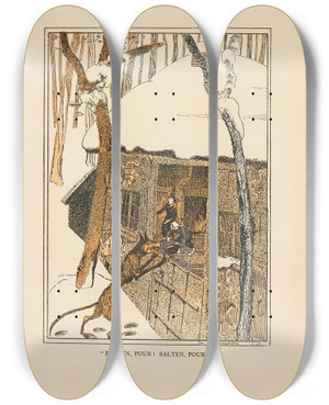 Triptych art skateboard deck of Jean De Bosschre Balten Pour Balten Pour by Jean de Bosschre (1878-1953)