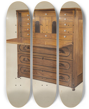 Triptych art skateboard deck of Einar Heiberg Desk by Einar Heiberg