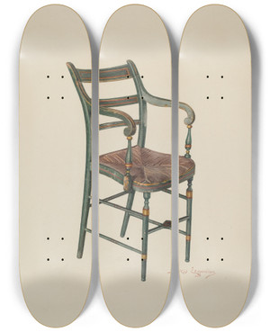 Triptych art skateboard deck of Sarkis Erganian Dining Room Chair by Sarkis Erganian