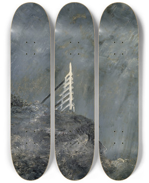 Triptych art skateboard deck of August Strindberg The White Mare Ii by August Strindberg (1849-1912)