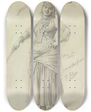 Triptych art skateboard deck of Jeanlon Grme Danse Aux Sabres by Jean-Lon Grme (1824-1904)