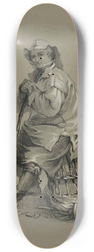 Eugne Blery - Fisherman Seated on Lobster Pot 8.25 inch art skate deck