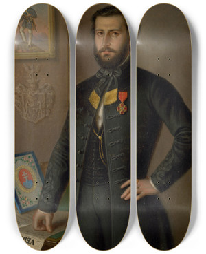 Triptych art skateboard deck of Peter Michal Boh A Study Painting For The Portrait Of Jn Francisci As Count Of The Liptov County by Peter Michal Bohun (1822-1879)