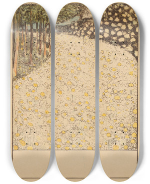Triptych art skateboard deck of Theo Van Hoytema Bloemenzee by Theo Van Hoytema (1863-1917)