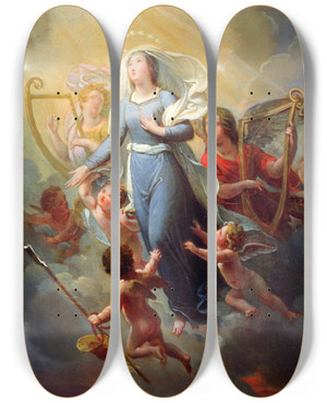 Triptych art skateboard deck of Josephferdinand Lancrenon Lapothose De Sainte Genevive by Joseph-Ferdinand Lancrenon (1794-1874)