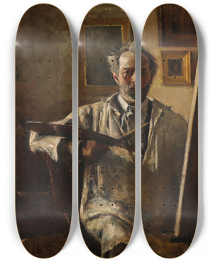 Triptych art skateboard deck of Peter Alfred Schou Kunstnerens Selvportrt by Peter Alfred Schou (1844-1914) Triptych art skateboard deck of Peter Alfred Schou Kunstnerens Selvportrt by Peter Alfred Schou (1844-1914)