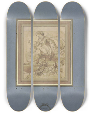 Triptych art skateboard deck of Federico Barocci Muttergottes Von Engeln Getragen Auf Wolken by Federico Barocci (1528-1612)