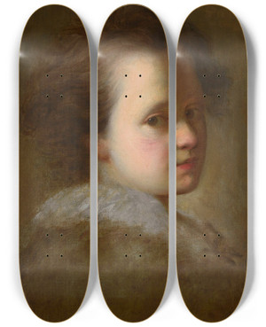 Triptych art skateboard deck of Alexis Grimou Portrait Of A Young Boy by Alexis Grimou (1678-1733)