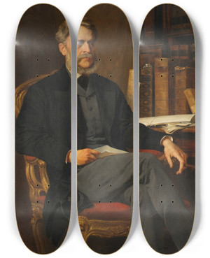 Triptych art skateboard deck of August Eisenmenger Leo Graf Thunhohenstein by August Eisenmenger (1830-1907)