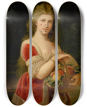 Triptych art skateboard deck of Alexander Nyulassy Young Woman With Fruit by Alexander Nyulassy (19-)