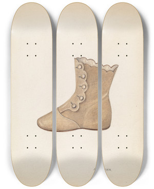Triptych art skateboard deck of Margaret Concha Baby Shoe_2 by Margaret Concha