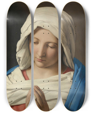 Triptych art skateboard deck of Giovanni Battista Salvi Da Sassoferrato The Madonna In Prayer_2 by Giovanni Battista Salvi Da Sassoferrato (1609-1685)