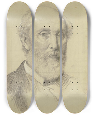 Triptych art skateboard deck of Otto Scholderer Bildnis Lord Powerscourt by Otto Scholderer (1834-1902)