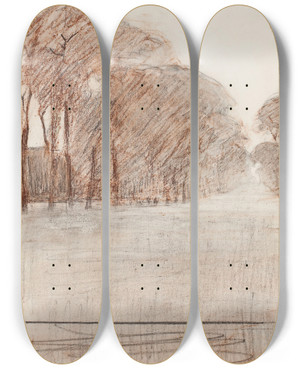 Triptych art skateboard deck of Magnus Enckell Puistomaisema Luonnos by Magnus Enckell (1870-1925)