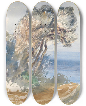 Triptych art skateboard deck of Barbara Bodichon Sketchbook_7 by Barbara Bodichon (1827-1891)