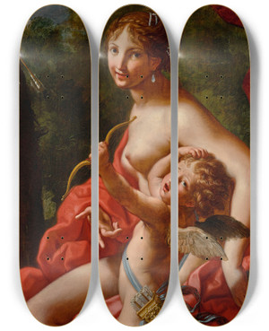 Triptych art skateboard deck of Elisabetta Sirani Venus And Cupid by Elisabetta Sirani (1638-1665)