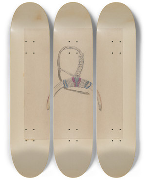 Triptych art skateboard deck of Melita Hofmann Bone And Beadwork by Melita Hofmann (1907-1976)