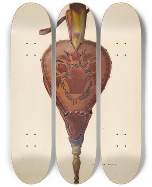 Triptych art skateboard deck of Charlotte Angus Bellows by Charlotte Angus (1911-1989)