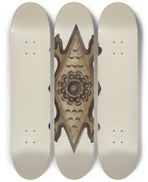 Triptych art skateboard deck of William Kieckhofel Detail Side Of Confessional_1 by William Kieckhofel (20-)