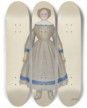 Triptych art skateboard deck of Rex F Bush Doll Emily by Rex F Bush (20-)
