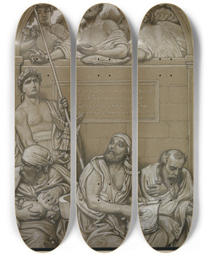 Triptych art skateboard deck of Elihu Vedder Frontispiece by Elihu Vedder (1836-1923)