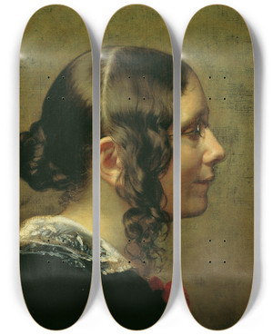 Triptych art skateboard deck of Friedrich Von Amerling Luise Pfeiffernathusius by Friedrich Von Amerling (1803-1887)