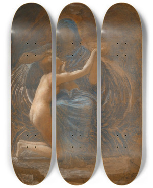 Triptych art skateboard deck of William Blake Richmond La Vierge Consolatrice by William Blake Richmond (1842-1921)