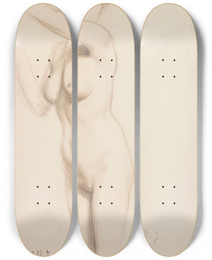 Triptych art skateboard deck of Eero Jrnefelt Nude Model_2 by Eero Jarnefelt (1863-1937)