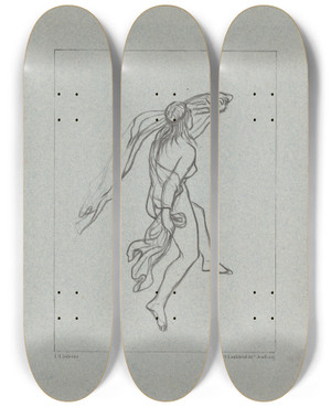 Triptych art skateboard deck of Lawrence Almatadema Dansende Vrouw by Lawrence Alma-Tadema (1836-1912)