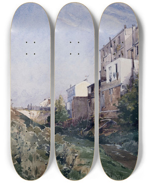 Triptych art skateboard deck of Eugne Bourgeois Rue De La Fontaine Mulard_1 by Eugene Bourgeois (1855-1909) Triptych art skateboard deck of Eugne Bourgeois Rue De La Fontaine Mulard_1 by Eugene Bourgeois (1855-1909)