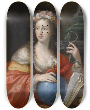 Triptych art skateboard deck of Cesare Dandini Allegorie Der Intelligenz by Cesare Dandini (1596-1657)
