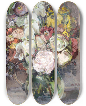 Triptych art skateboard deck of Otto Millerdiflo Blumenstrau_2 by Otto Miller-Diflo