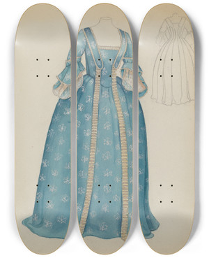 Triptych art skateboard deck of Esther Hansen Dress by Esther Hansen