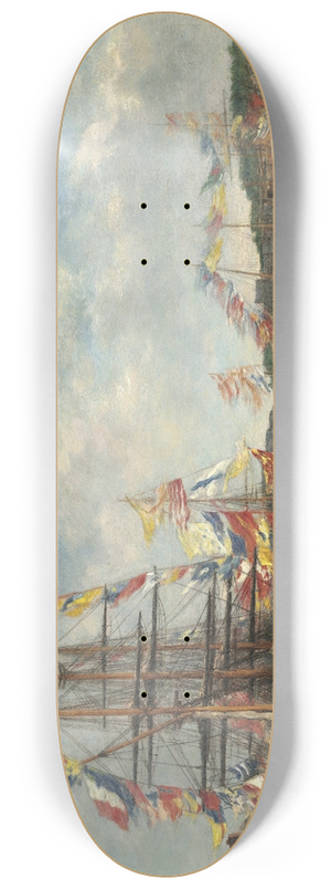Eugne Boudin - Festival in the Harbor of Honfleur 8.25 inch art skate deck