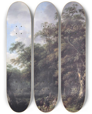 Triptych art skateboard deck of Roelof Jansz Van Vries Boslandschap Met Erminia Bij De Herders by Roelof Jansz. van Vries (1631-1681)