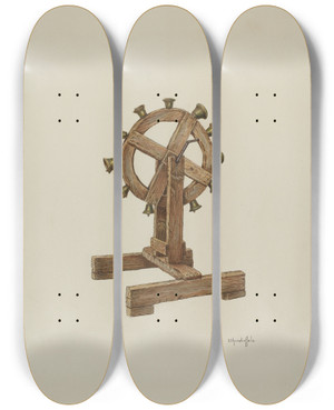 Triptych art skateboard deck of Cornelius Christoffels Altar Chimes On Wheel by Cornelius Christoffels (1879-1960)