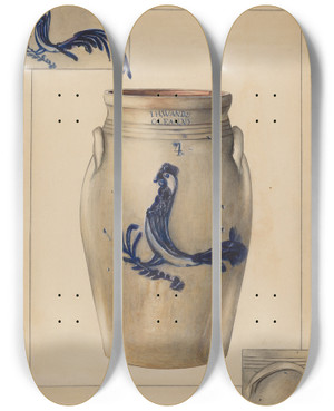 Triptych art skateboard deck of Anna Aloisi Crock by Anna Aloisi