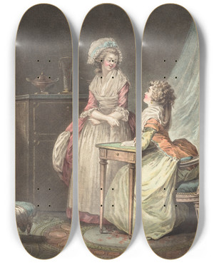 Triptych art skateboard deck of Jean Franois Janinet Le Petit Conseil by Jean Francois Janinet (1752-1814)