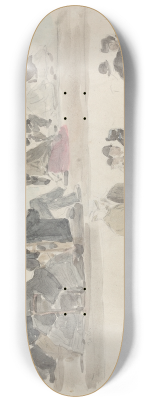 Eugne Boudin - Ladies and Gentlemen on the Beach, in Two Registers 8.25 inch art skate deck