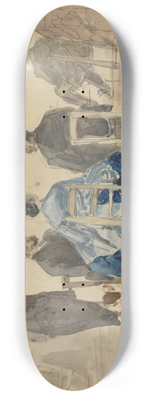 Eugne Boudin - Ladies and Gentlemen Seated on the Beach with a Dog 8.25 inch art skate deck