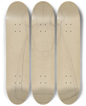 Triptych art skateboard deck of Jan Veth Contourtekening Van Een Staand Meisje by Jan Veth (1864-1925)