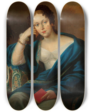 Triptych art skateboard deck of Jzef Oleszkiewicz Portrait Of A Woman by Jozef Oleszkiewicz (1777-1830)
