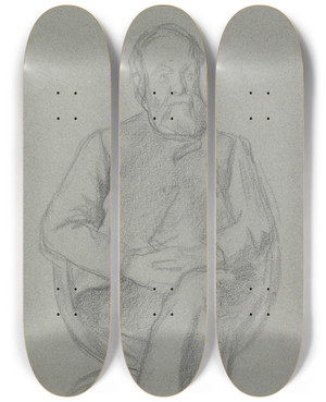Triptych art skateboard deck of Jan Veth Portret Van Een Zittende Man by Jan Veth (1864-1925)