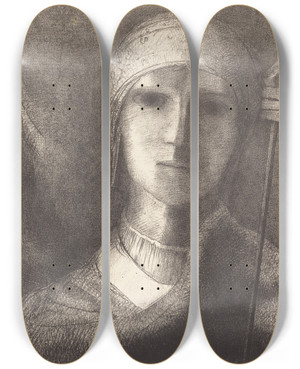 Triptych art skateboard deck of Odilon Redon Parsifal by Odilon Redon (1840-1916)