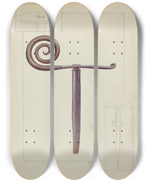Triptych art skateboard deck of Floyd R Sharp Shutter Stay by Floyd R Sharp