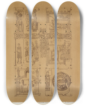 Triptych art skateboard deck of Fedor Grigoryevich Solntsev Korsunskiia Vrata Izobrazhenie 4 by Fedor Grigoryevich Solntsev (1801-1892)