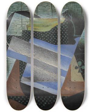 Triptych art skateboard deck of Juan Gris Still Life by Juan Gris (1887-1927)